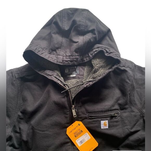 HP! Carharrt Womens Washed Duck Sherpa Lined Jacket Loose Fit Warmest - Picture 12 of 16